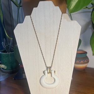 Vintage Gold chain & white emblem Necklace